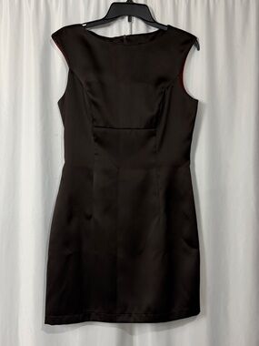 BCBG MAXAZRIA Dark Brown Satin Sheath Cocktail Mini Dress Size 12